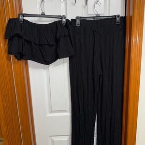 SHEIN Black Ruffled Jumpsuit Set